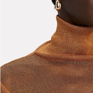 Copper Shimmer Turtleneck Sweater